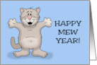 Humorous New Year’s With Cartoon Cat Happy Mew Year card