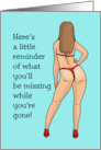 Humorous Adult Miss You Here’s A Little Reminder With Cartoon Woman card