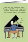 Custom Card With Cartoon Man Playing Piano A New Chapter In Your Life card