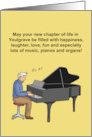 Good Luck With Cartoon Man Playing Piano A New Chapter In Your Life card