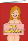 Adult Spouse Anniversary With Nude Cartoon Woman Holding A Sign card