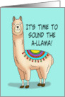 Humorous Congratulations With Cartoon Llama It’s Time To Sound The card