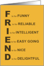 Humorous Friendship With Terms To Describe Friend card