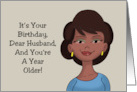 Husband Birthday With A Black Cartoon Woman You’re Lucky I Like Older card