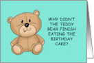 Humorous Birthday Why Didn’t The Teddy Bear Finish His Cake card