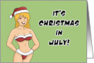 Christmas In July With Girl In Santa Style Bikini Have A Cool Holiday card