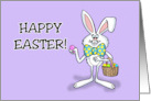 Humorous Easter With Cartoon Easter Bunny With Basket Of Eggs card
