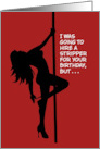 Humorous Adult Birthday For Him With Female Stripper Silhouette card
