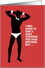 Humorous Adult Birthday For Her With Male Stripper Silhouette card
