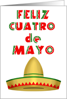 Cinco de Mayo Card with Sombrero and Words in the Mexican Flag Colors card