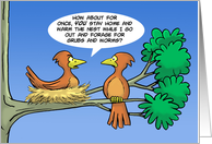 Father’s DayCartoon of Two Birds in a Tree, The Female is on a Nest card