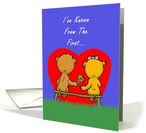 Two Cartoon Bears On a Bench With a Giant Heart card (1473558)