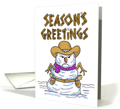 Season's Greetings With Snowman in Cowboy Hat About to... (1474074)