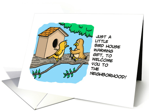 Welcome To The Neighborhood With Bird Offering Worm to a Bird card