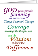 Serenity Poem in Gradient Colors. Six Months Sobriety card