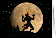 Halloween Card with Howling Werewolf and a Large Moon card