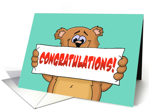 Congratulations On Your Success with a Cute Bear Holding a Banner card