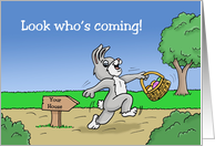 Cartoon Easter Bunny Coming to Child’s House card
