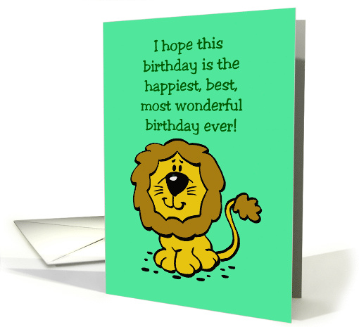 Kid Birthday Card with Cute Lion Happiest Birthday Ever card (1477990)