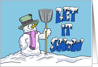 Snow Removal Business Christmas with Snowman and Broom card