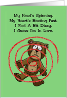 Romantic Card with a Cartoon Bear Spinning Dizzy card