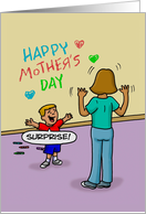 Mother’s Day Card with a Little Boy Writing on the Wall card