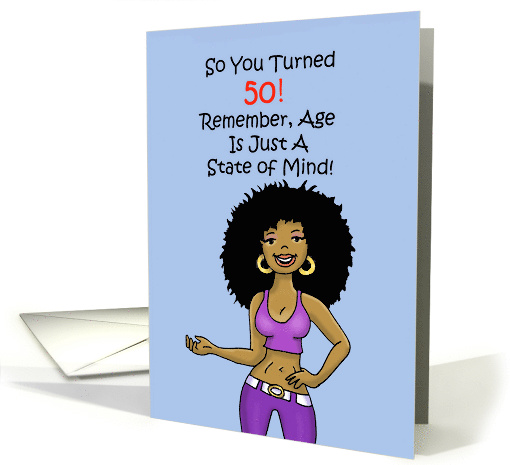 50Th Birthday Card With Cartoon Of An African American Woman Card