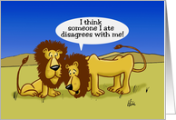 Humorous Get Well Card with Cartoon Lions Someone I Ate card