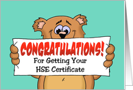 Congratulations On Getting HSE Certificate With Cartoon Bear card