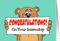 Cute Congratulations on YourInternship Card with a Cartoon Bear card