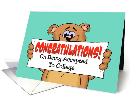 Cute Congratulations on College Acceptance with a Cartoon Bear card