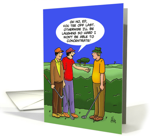 Golfing Birthday Card with Cartoon of Two Golfers Looking... (1479636)