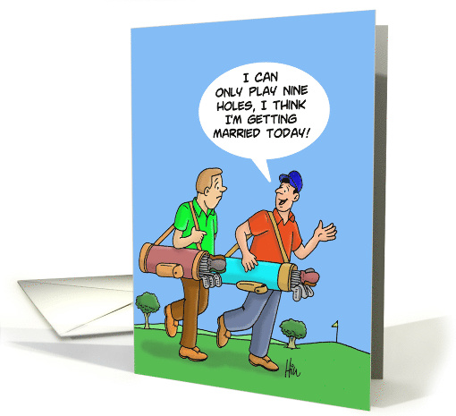 Golfing Birthday Card with Cartoon of Two Golfers Talking card