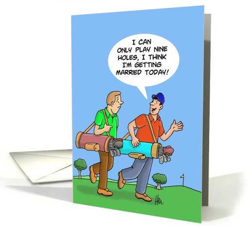 Golfing Birthday Card with Cartoon of Two Golfers Talking card