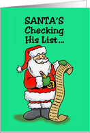Adult Christmas Card With Santa Checking His List card