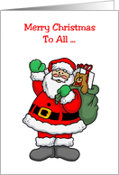 Christmas Card with Cartoon Santa Waving card