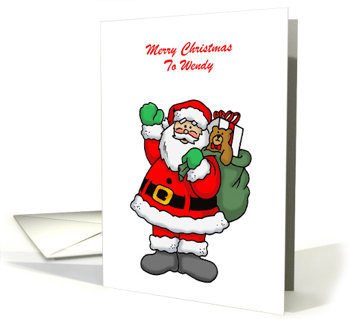 Christmas Card with Santa Waving You Can Customize the Name card