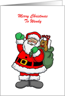 Christmas Card with Santa Waving You Can Customize the Name card