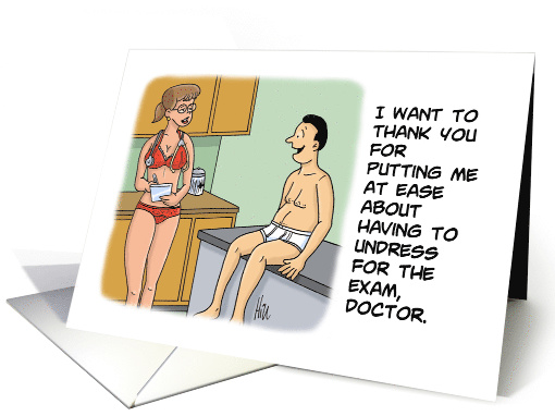 Humorous Doctors' Day Card with a Doctor In Her Underwear card