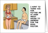 Humorous Doctors’ Day Card with a Doctor In Her Underwear card