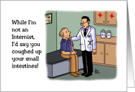 Humorous Doctors’ Day Card with a Doctor Examining a Patient card