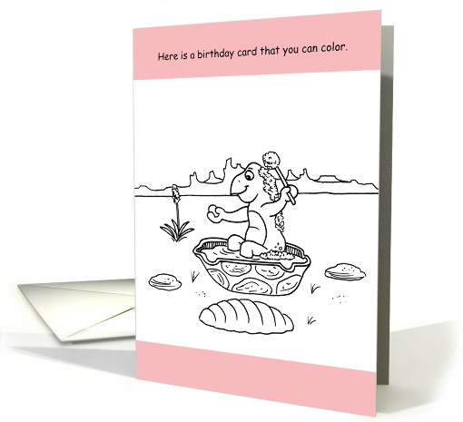 Kid's Birthday Card with a Cartoon Turtle Taking a Bath... (1480816)