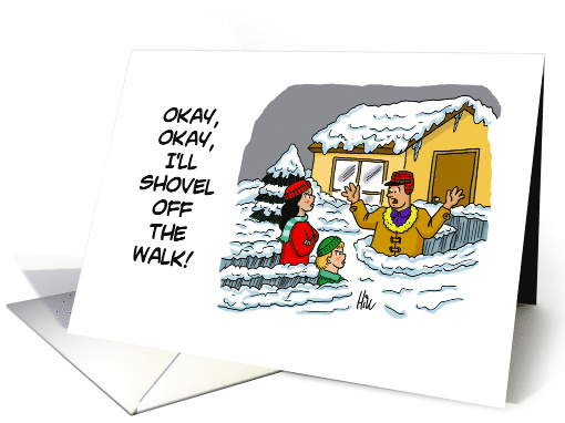 Christmas Card with a Cartoon Showing a Snow Scene card (1481150)