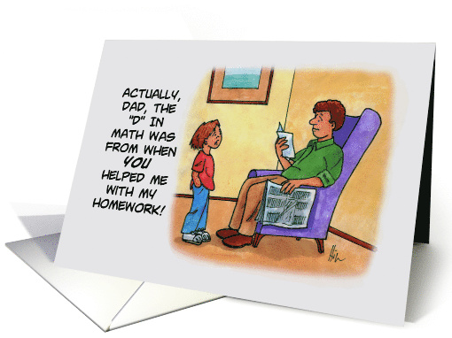 Humorous Father's Day Card with Boy to Dad About Report card (1481562)