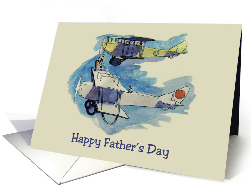 Father's Day Card with a Painting of Two Vintage Airplanes card