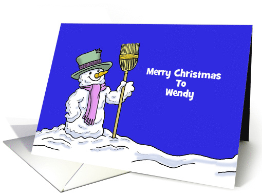 Customized Christmas Card with a Snowman card (1481604)