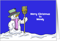 Customized Christmas Card with a Snowman card