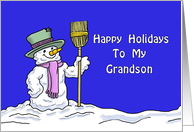 Christmas Card For My Grandson, with a Cute Snowman card