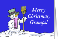 Merry Christmas Card For Gramps, with a Cute Snowman card