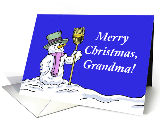 Merry Christmas Card For Grandma, with a Cute Snowman card (1481884)